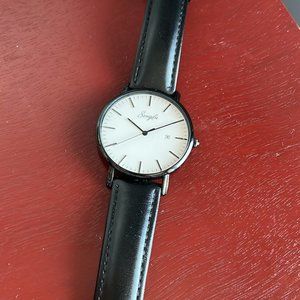 Black Leather Band Watch